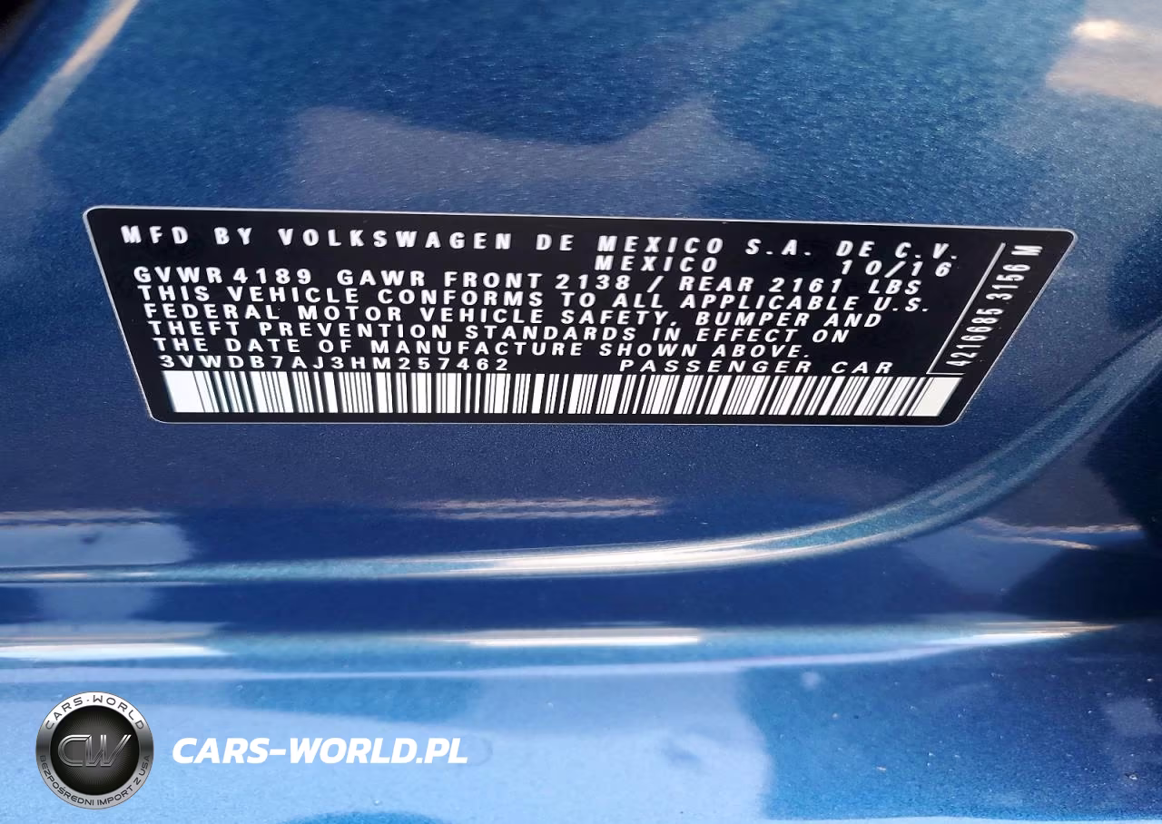 2017 Volkswagen Jetta Se VIN:3VWDB7AJ3HM257462 - 12