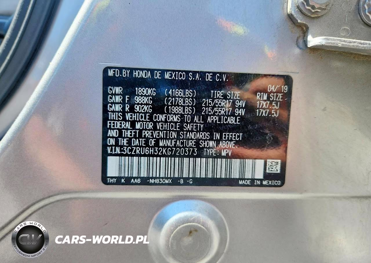 2019 Honda Hr-V Lx VIN:3CZRU6H32KG720373 - 12