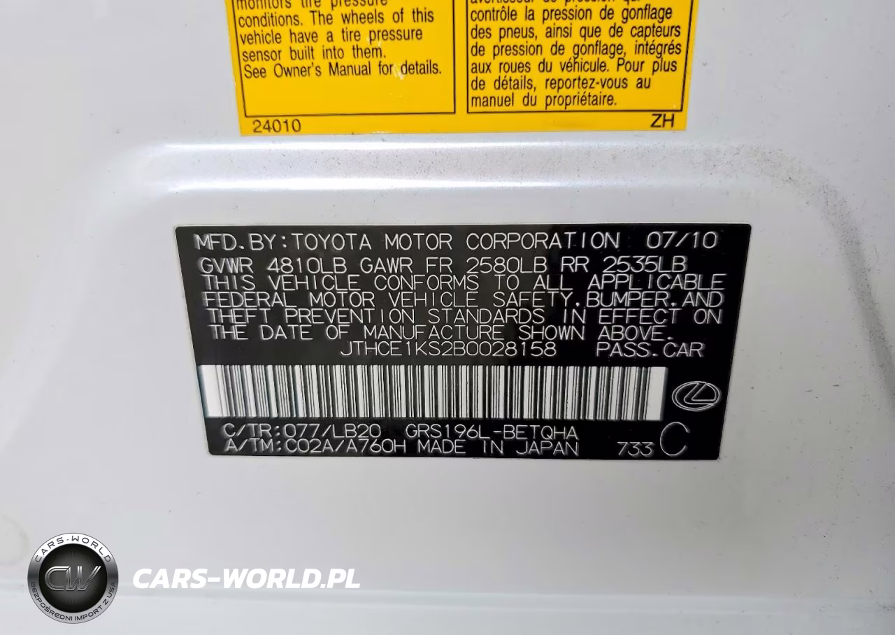 2011 Lexus Gs 350 VIN:JTHCE1KS2B0028158 - 12