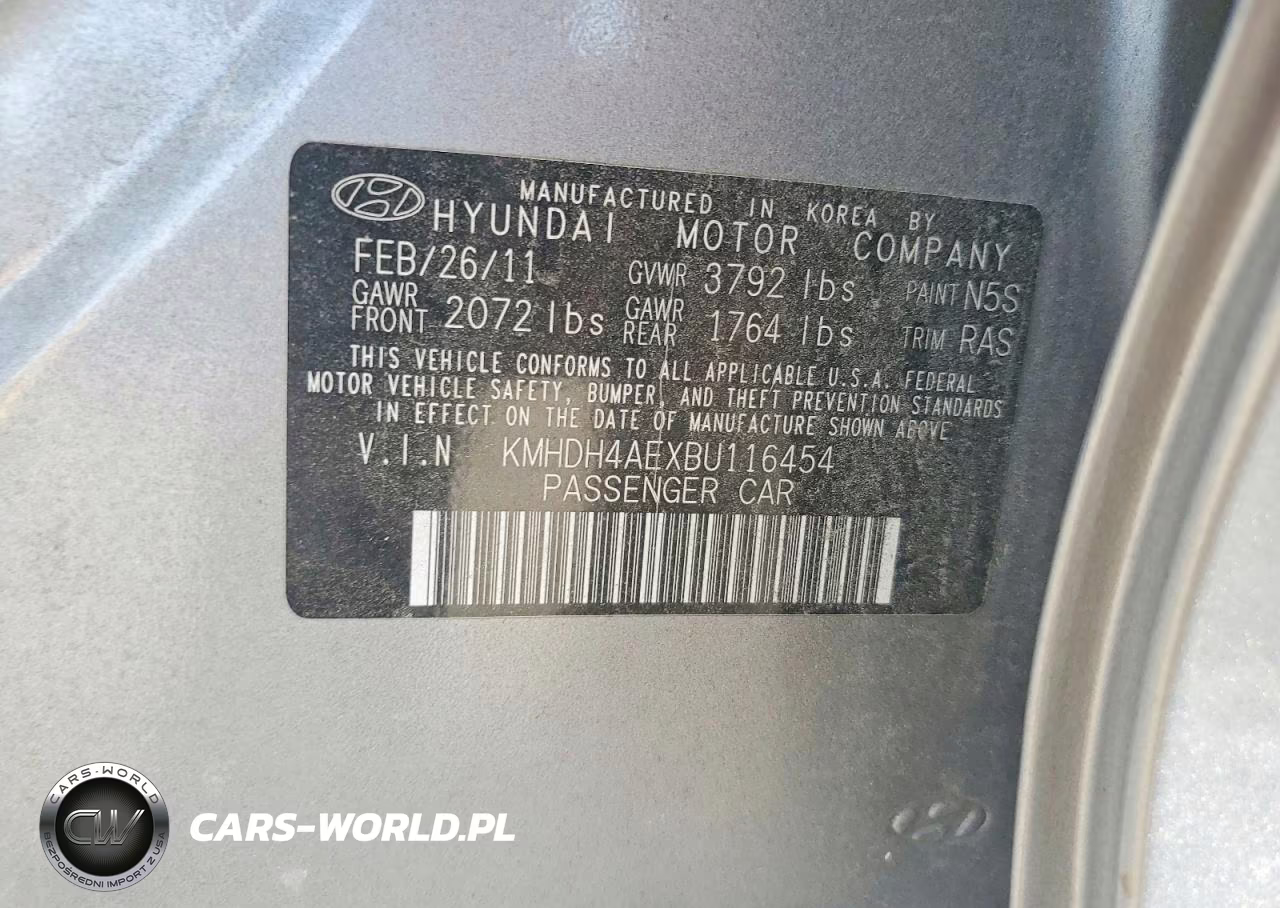 2011 Hyundai Elantra Limited VIN:KMHDH4AEXBU116454 - 12