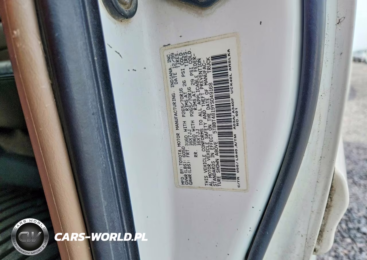 2000 Toyota Tundra Access Cab Limited VIN:5TBBT4819YS049168 - 12