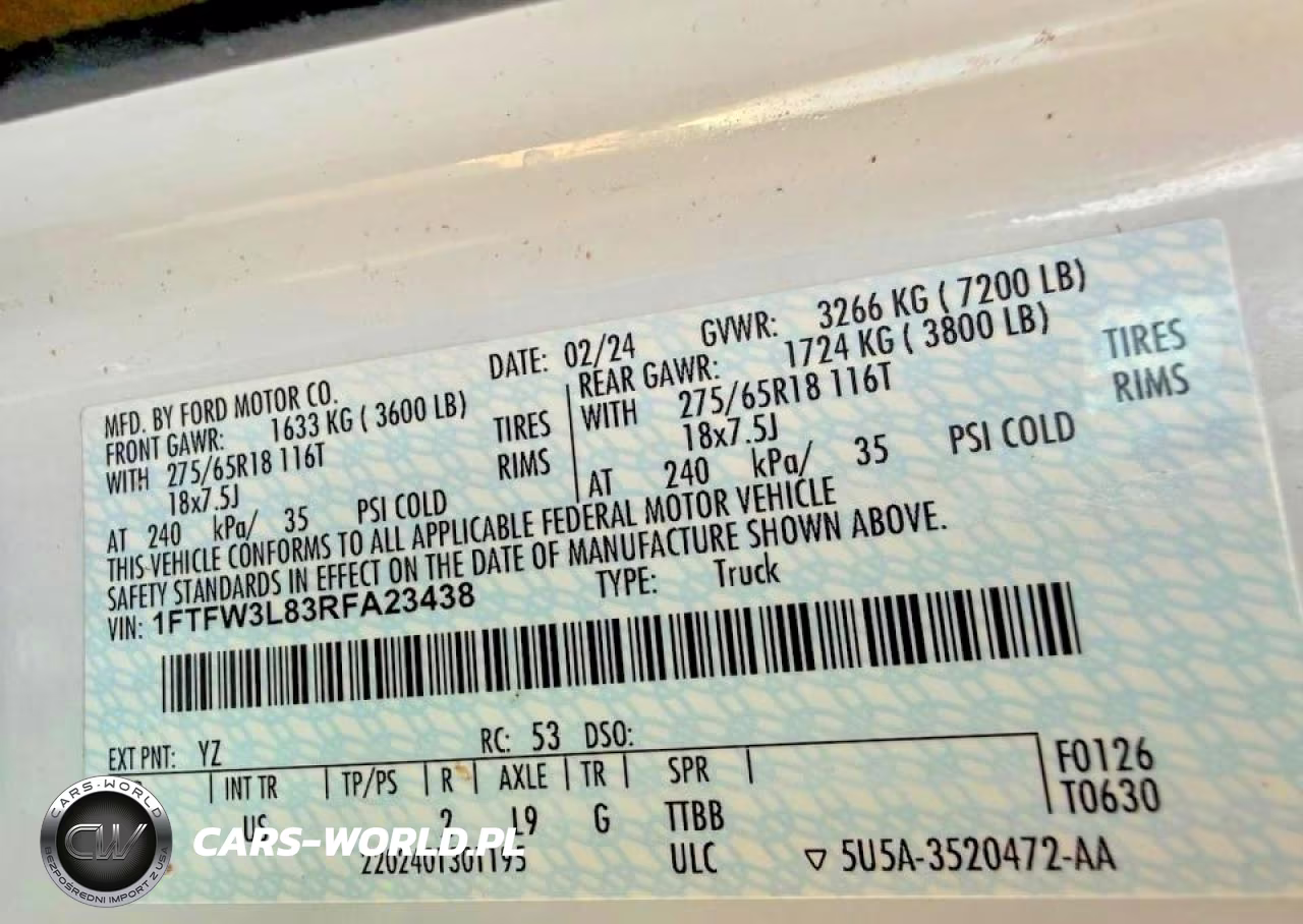 2024 Ford F150 Xlt VIN:1FTFW3L83RFA23438 - 10