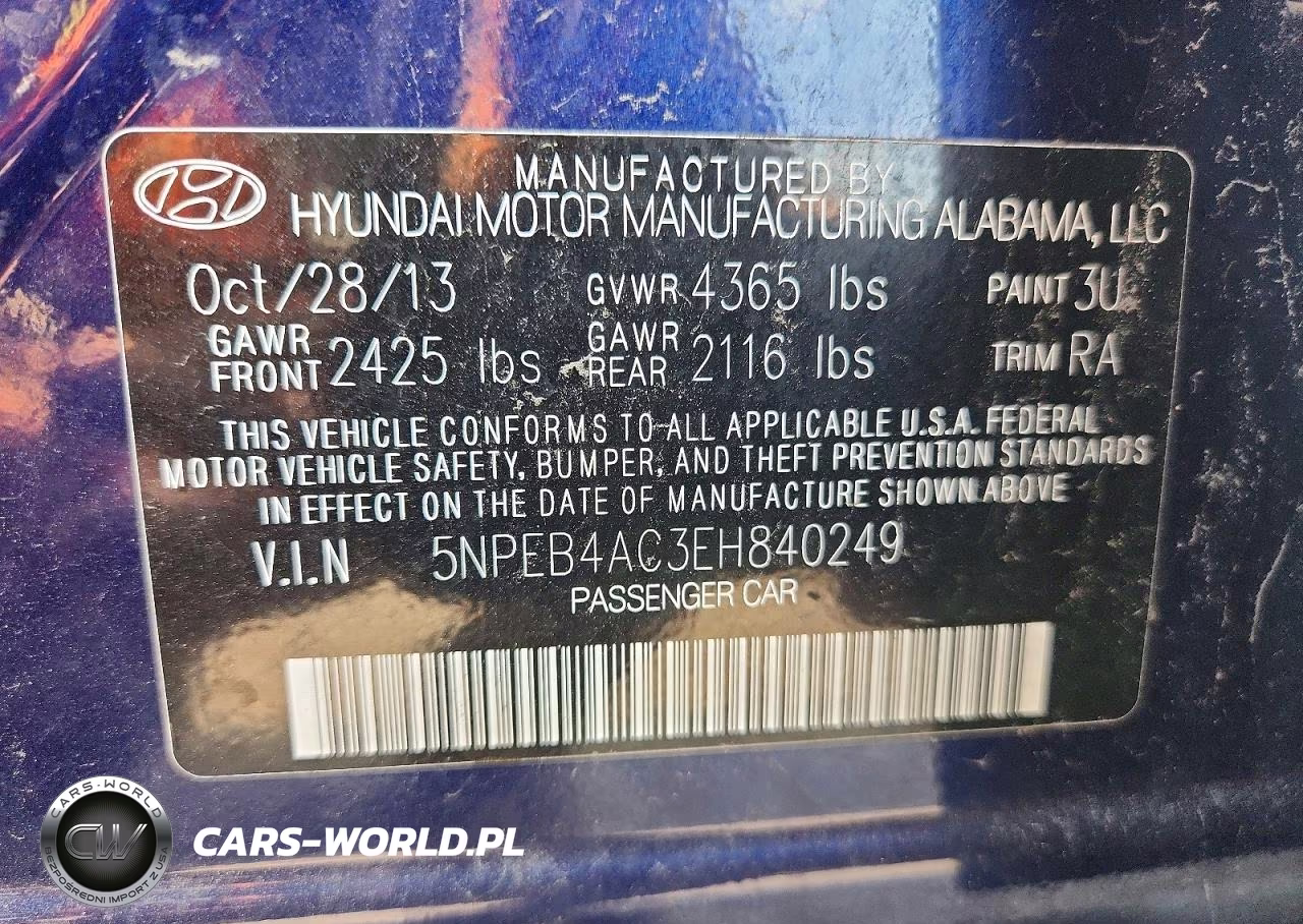 2014 Hyundai Sonata Gls VIN:5NPEB4AC3EH840249 - 13