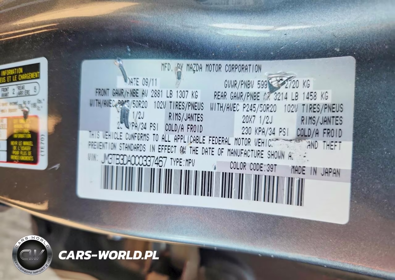 2012 Mazda Cx-9 VIN:JM3TB3DA0C0337467 - 13
