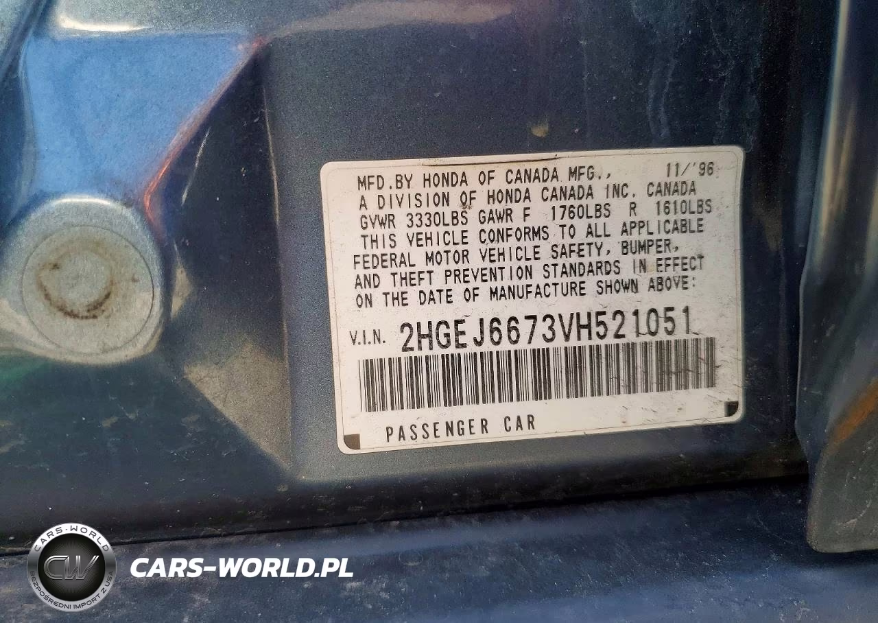 1997 Honda Civic Lx VIN:2HGEJ6673VH521051 - 13