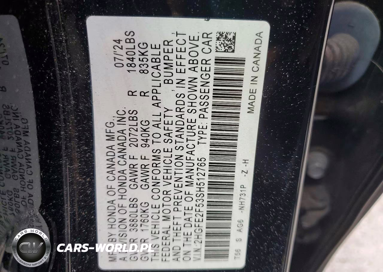 2025 Honda Civic Sport VIN:2HGFE2F53SH512765 - 12