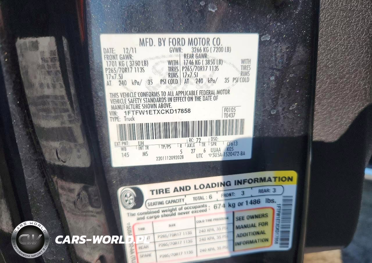 2012 Ford F150 Supercrew VIN:1FTFW1ETXCKD17858 - 12