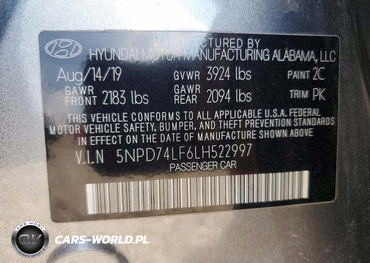 2020 Hyundai Elantra Se VIN:5NPD74LF6LH522997 - 12