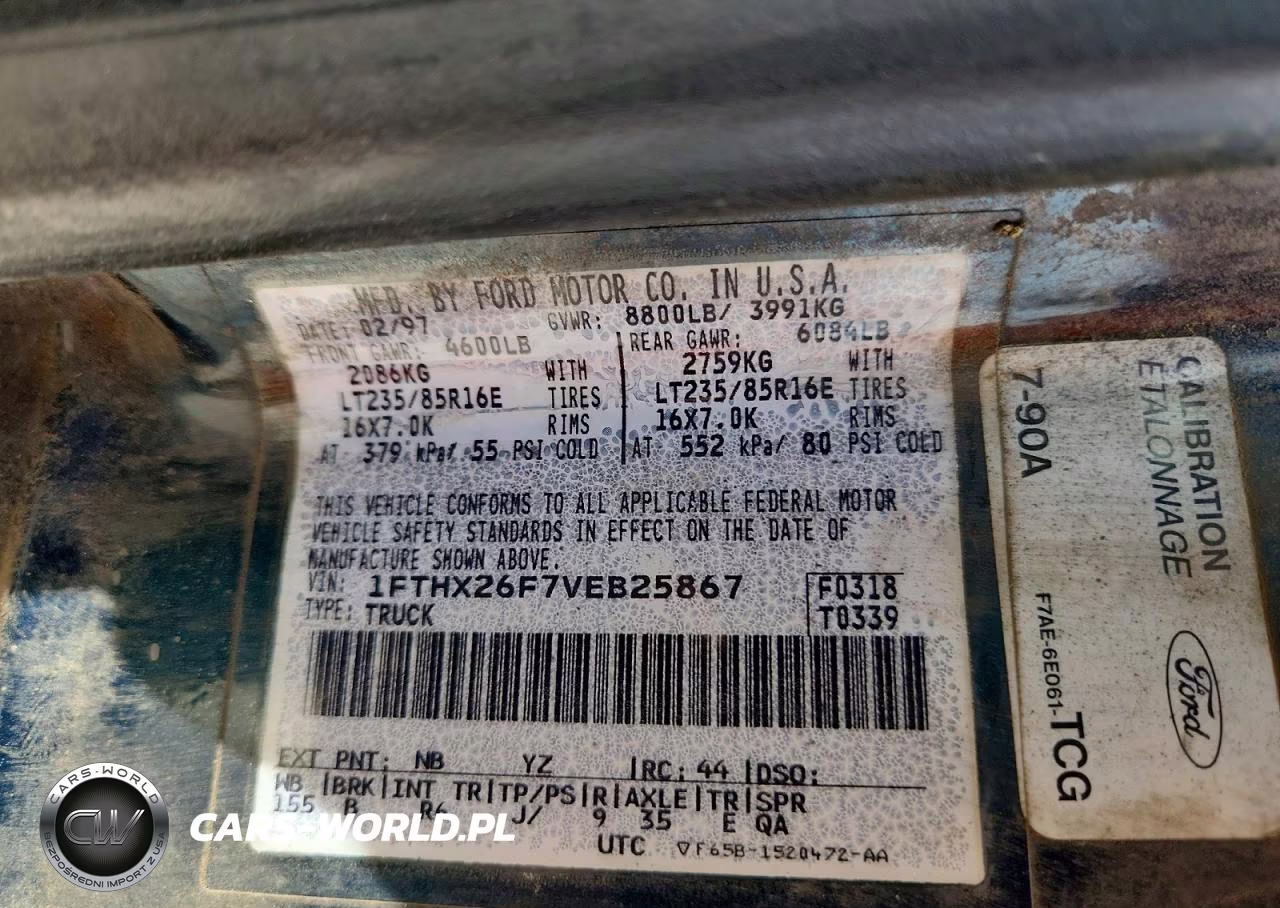 1997 Ford F250 VIN:1FTHX26F7VEB25867 - 12