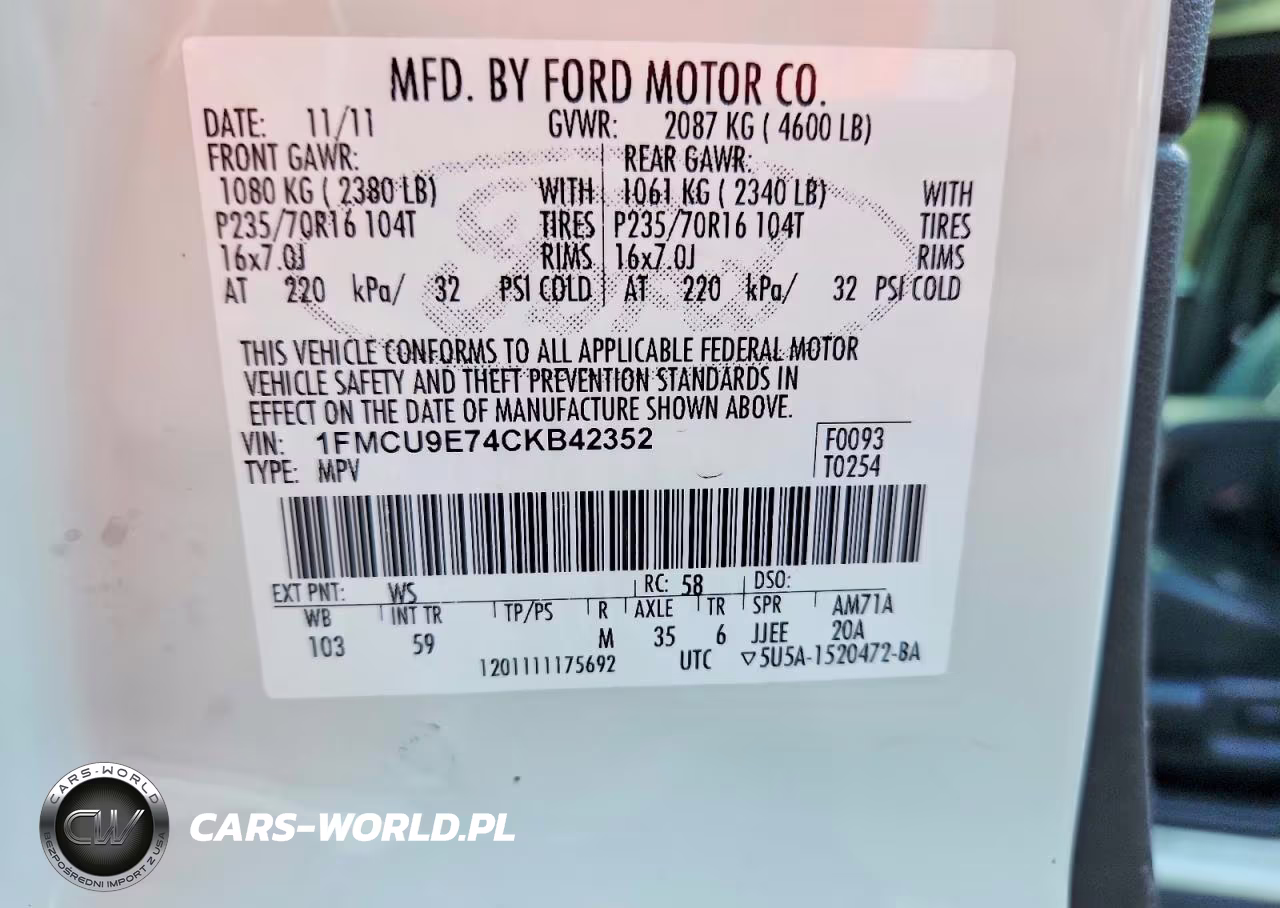 2012 Ford Escape Limited VIN:1FMCU9E74CKB42352 - 13