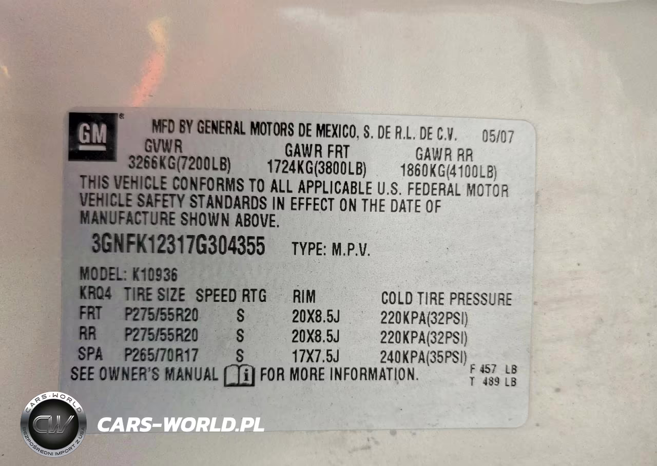 2007 Chevrolet Avalanche K1500 VIN:3GNFK12317G304355 - 12