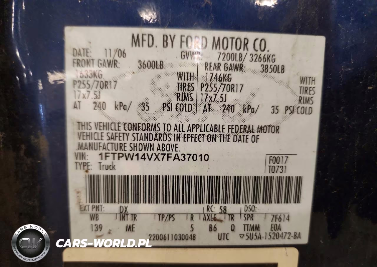 2007 Ford F150 Supercrew VIN:1FTPW14VX7FA37010 - 12
