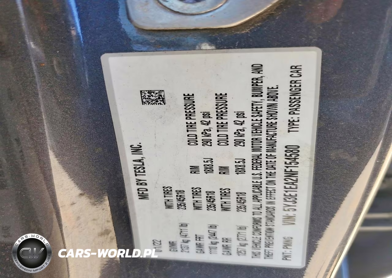 2022 Tesla Model 3 VIN:5YJ3E1EA2NF154580 - 12