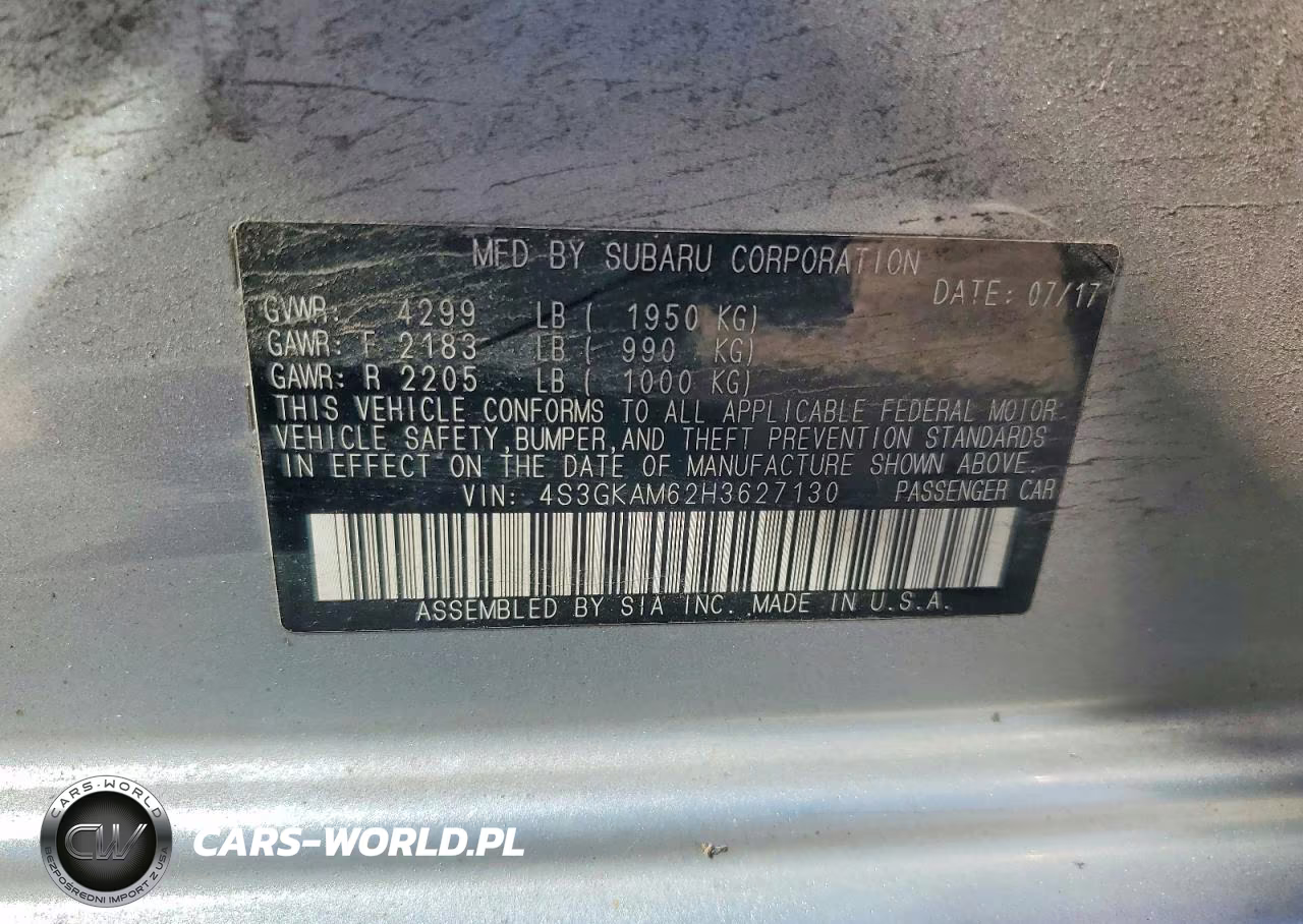 2017 Subaru Impreza Sport VIN:4S3GKAM62H3627130 - 12