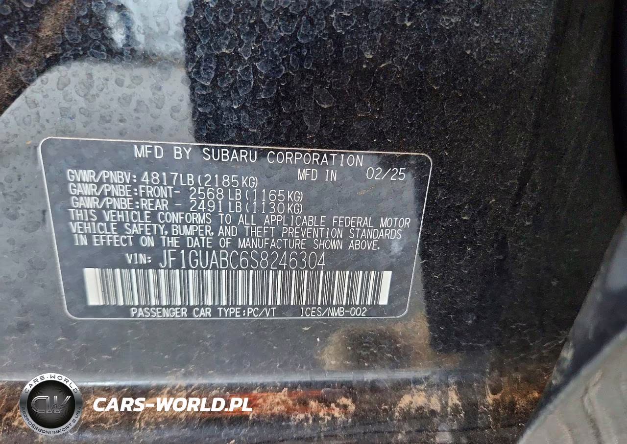 2025 Subaru Impreza VIN:JF1GUABC6S8246304 - 13