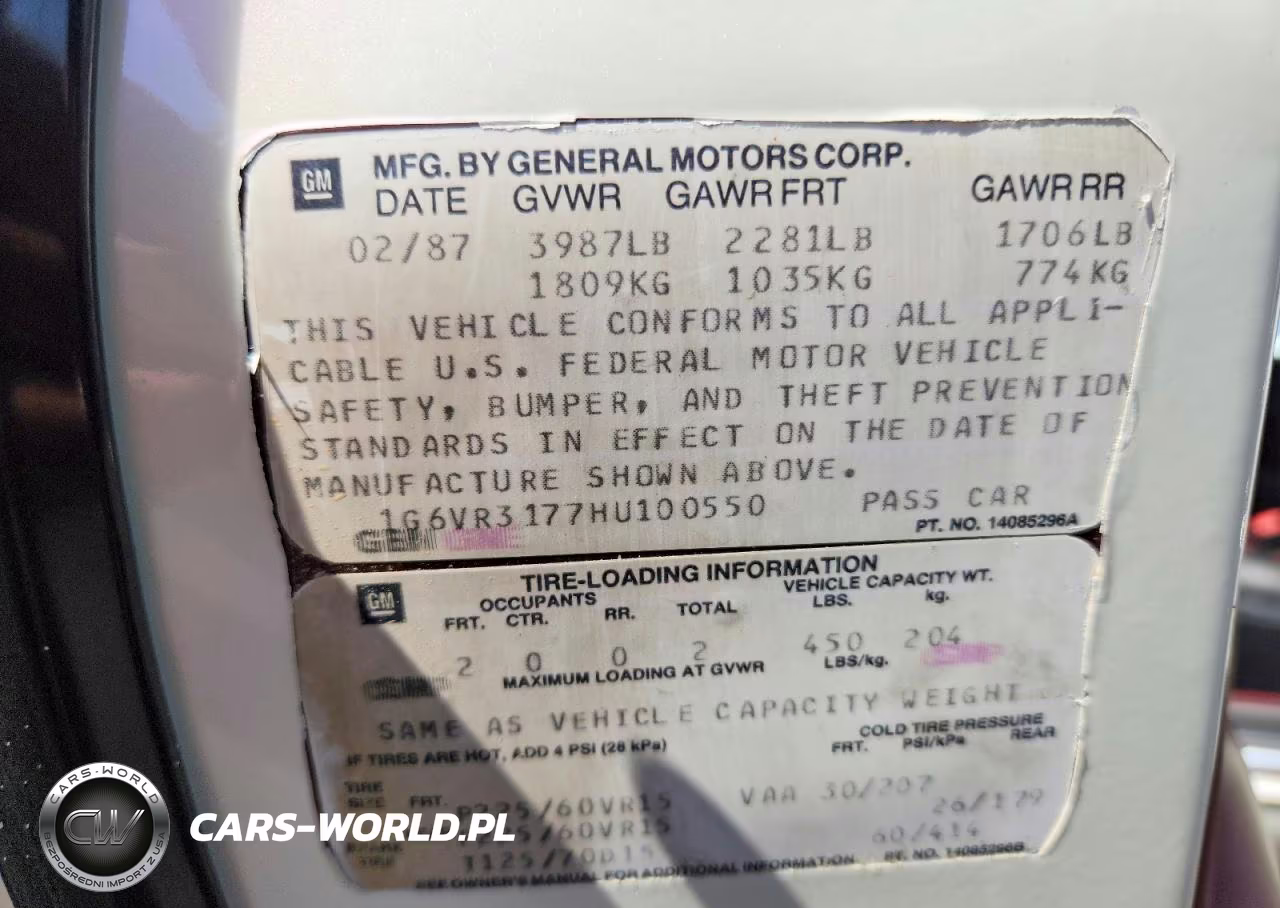 1987 Cadillac Allante VIN:1G6VR3177HU100550 - 12