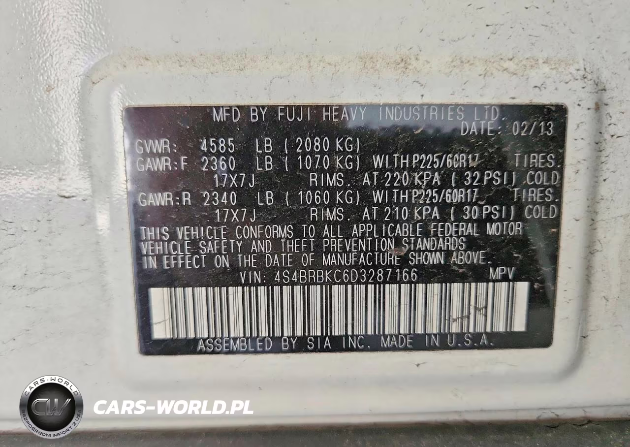 2013 Subaru Outback 2.5I Limited VIN:4S4BRBKC6D3287166 - 12
