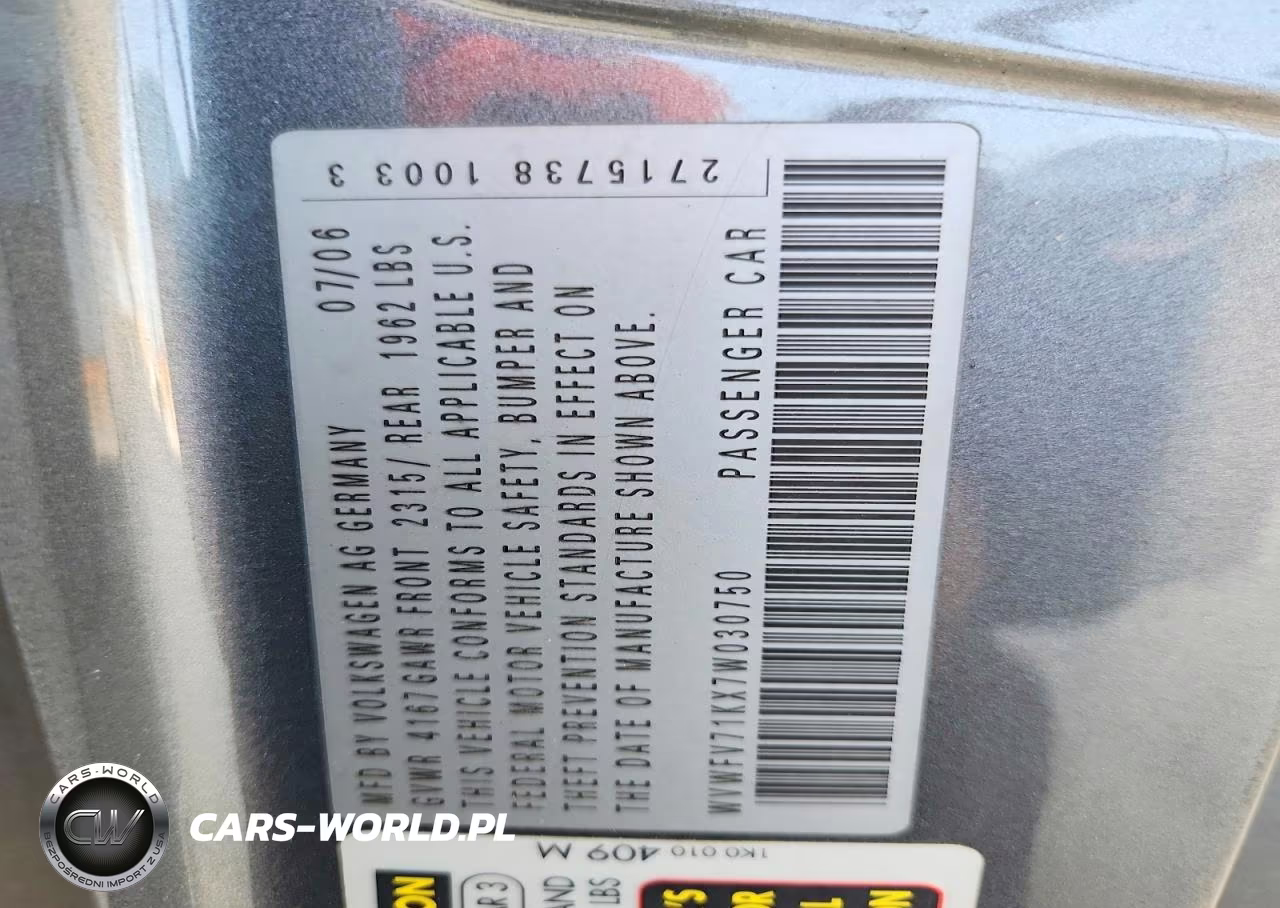 2007 Volkswagen Gti VIN:WVWFV71KX7W030750 - 12