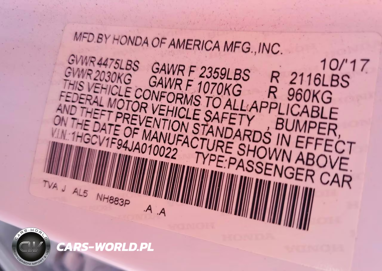2018 Honda Accord Touring VIN:1HGCV1F94JA010022 - 12