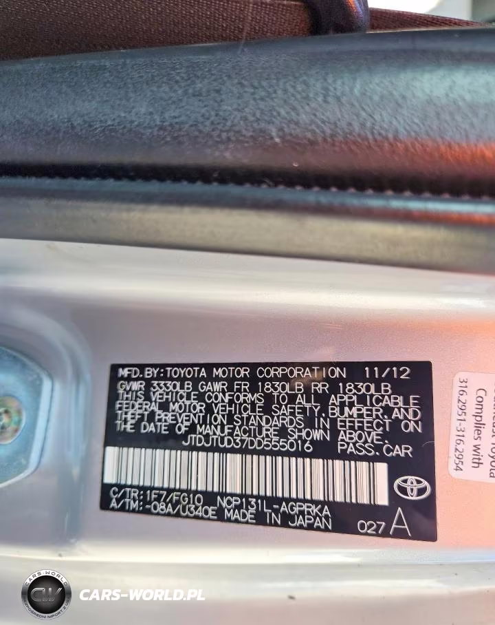 2013 Toyota Yaris 3-Door L VIN:JTDJTUD37DD555016 - 12
