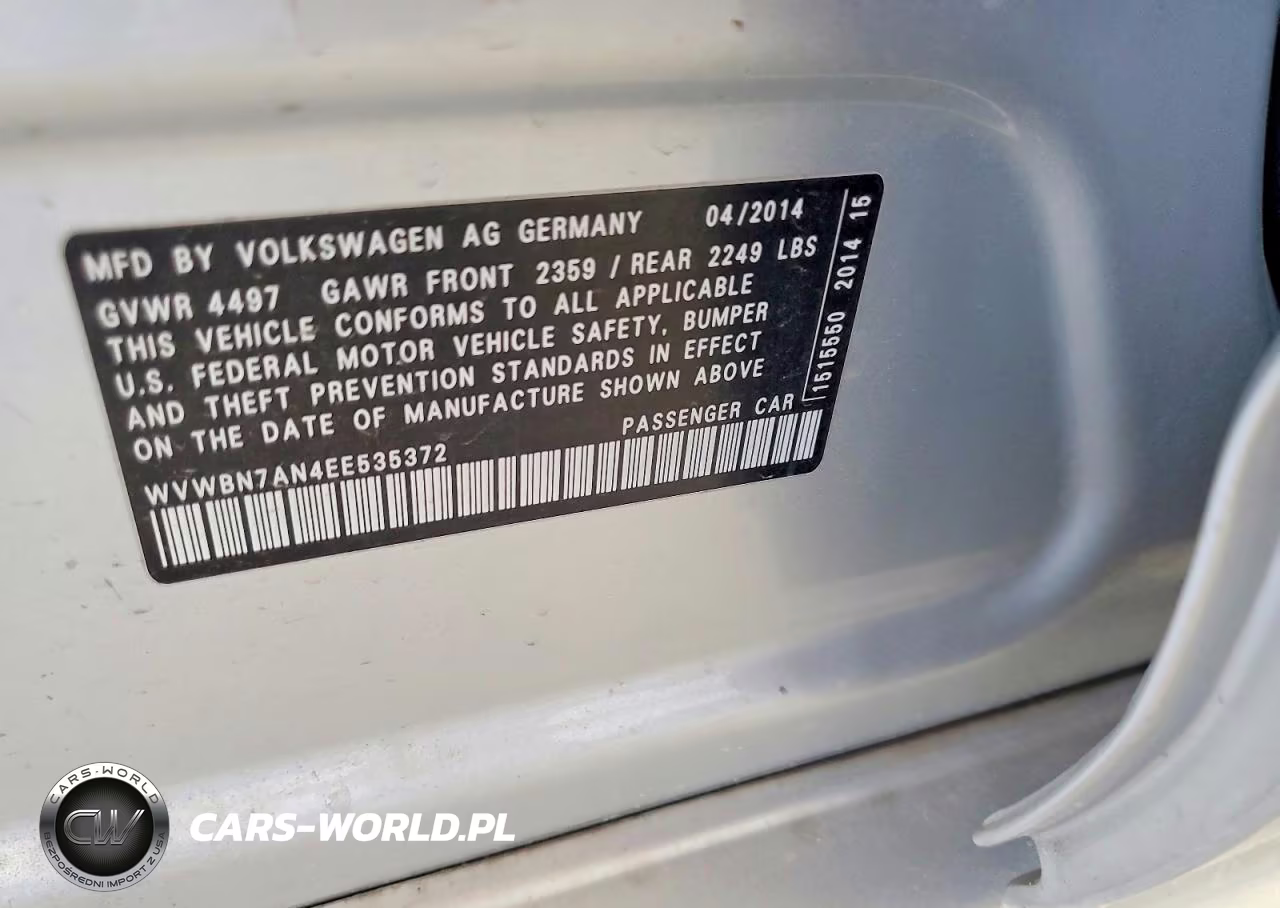2014 Volkswagen Cc Sport VIN:WVWBN7AN4EE535372 - 12