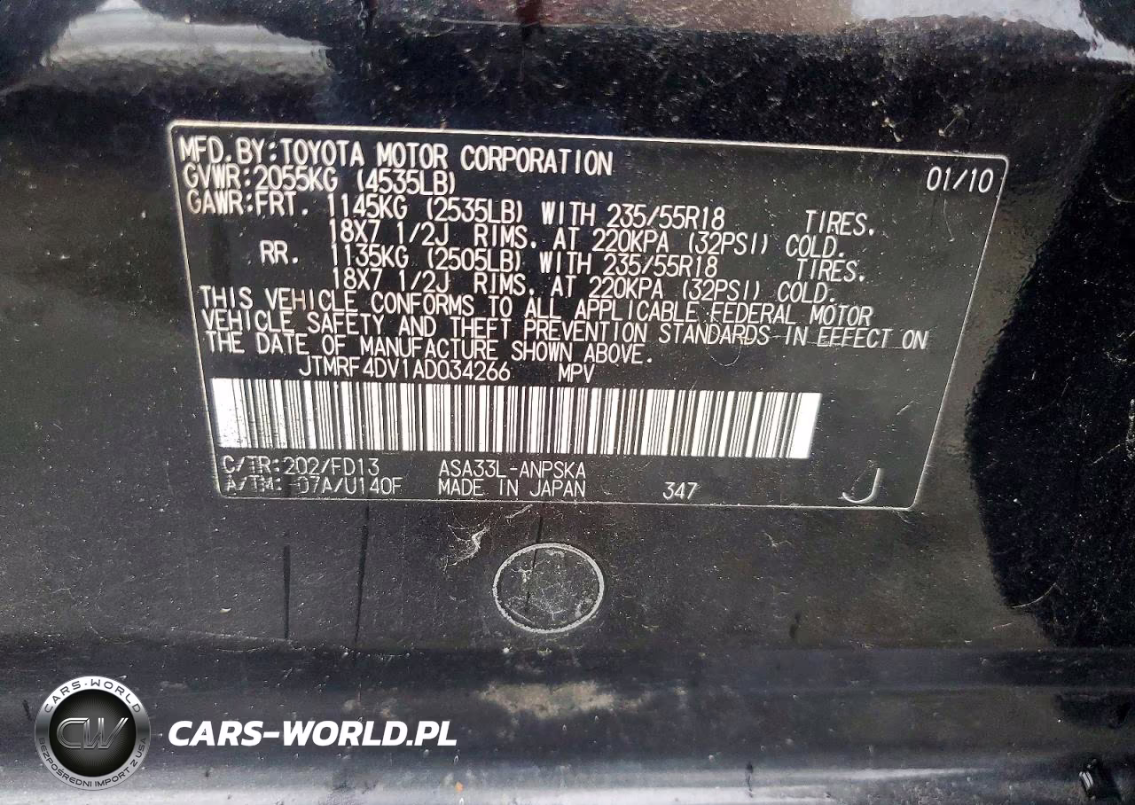 2010 Toyota Rav4 Sport VIN:JTMRF4DV1AD034266 - 12