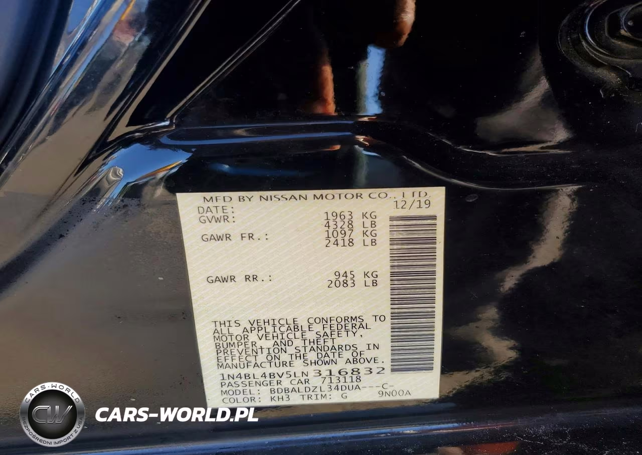 2020 Nissan Altima S VIN:1N4BL4BV5LN316832 - 13