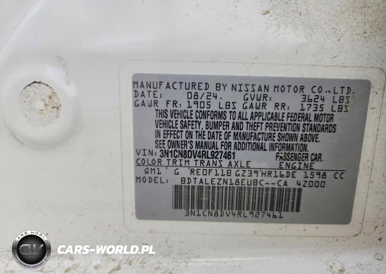 2024 Nissan Versa S VIN:3N1CN8DV4RL927461 - 12