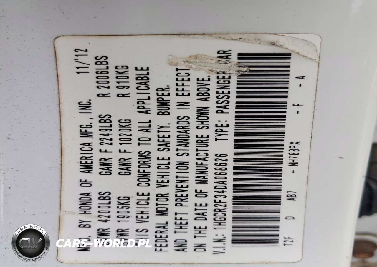 2013 Honda Accord Lx VIN:1HGCR2F34DA068626 - 12