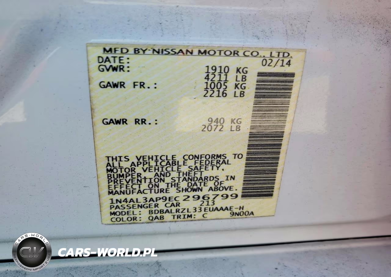 2014 Nissan Altima 2.5 S VIN:1N4AL3AP9EC296799 - 13