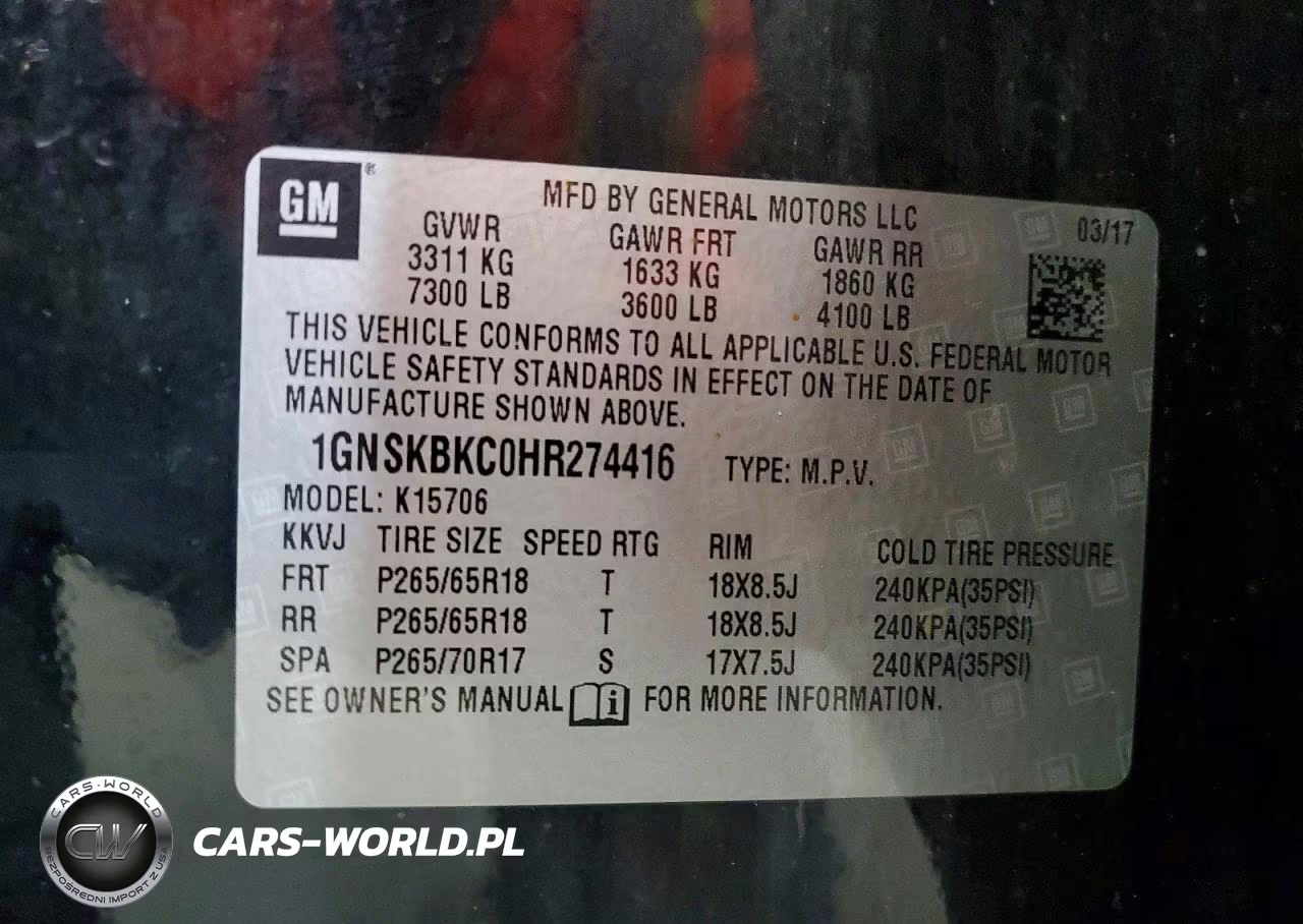 2017 Chevrolet Tahoe K1500 Lt VIN:1GNSKBKC0HR274416 - 13