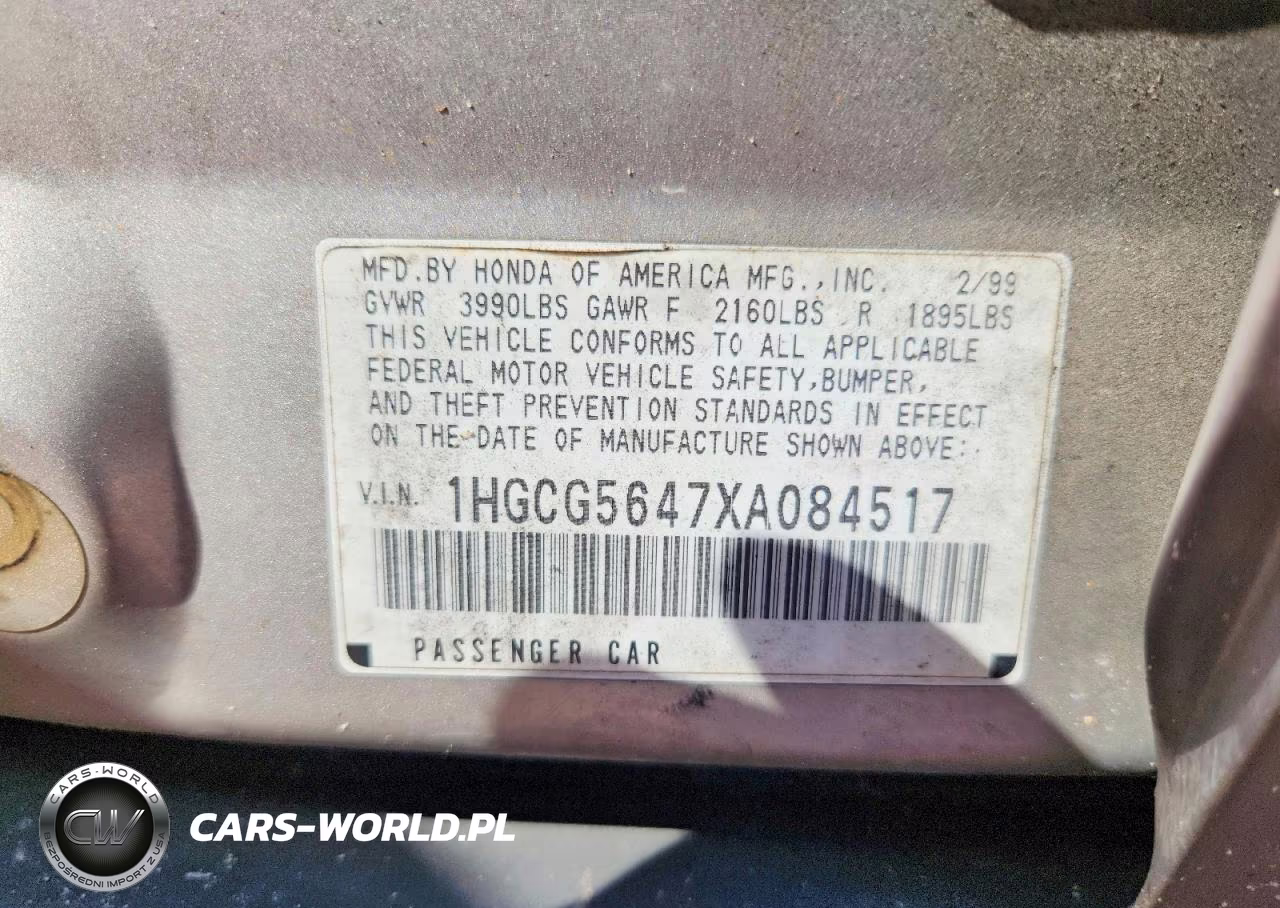 1999 Honda Accord Lx VIN:1HGCG5647XA084517 - 12