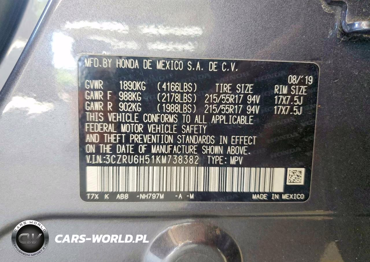 2019 Honda Hr-V Ex VIN:3CZRU6H51KM738382 - 13