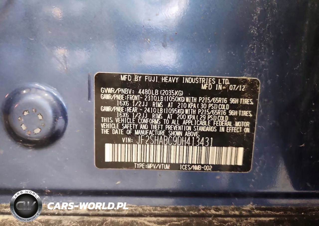 2013 Subaru Forester 2.5X VIN:JF2SHABC9DH413431 - 13