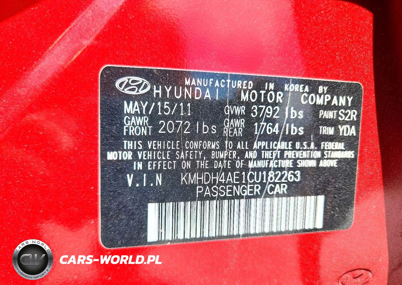 2012 Hyundai Elantra Gls VIN:KMHDH4AE1CU182263 - 12