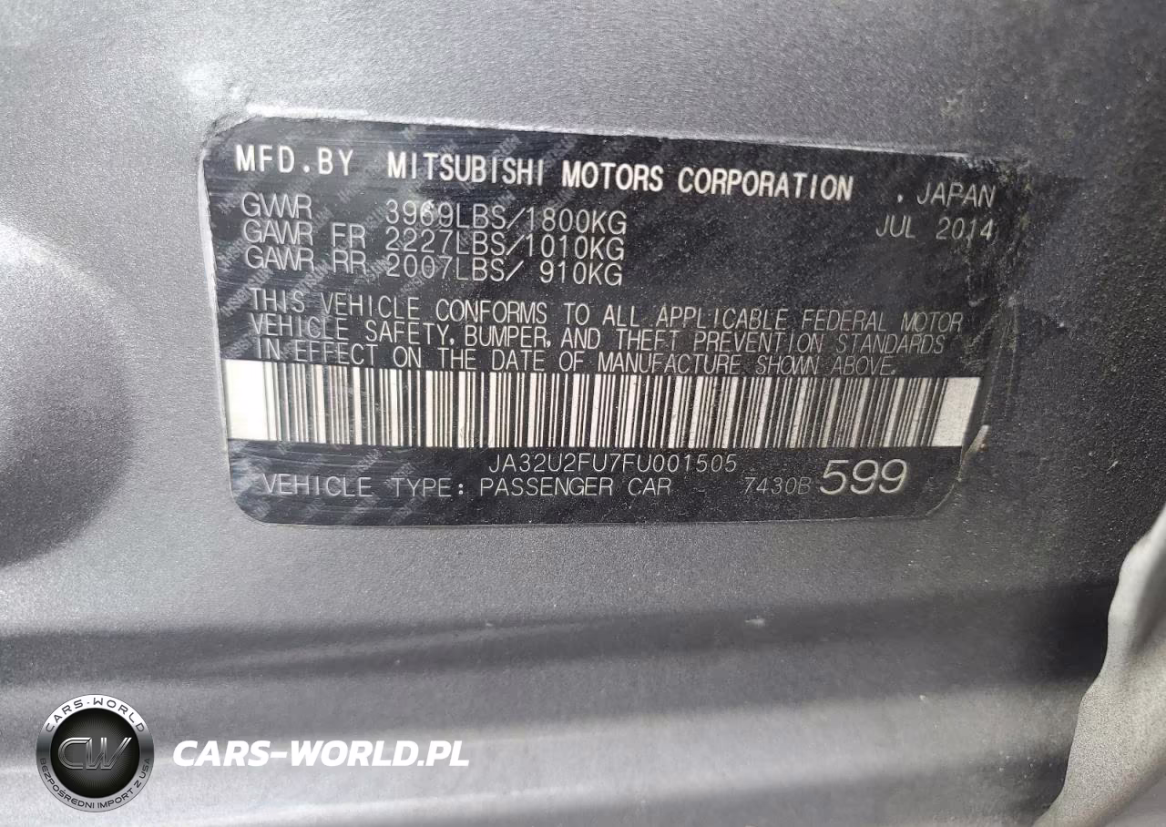 2015 Mitsubishi Lancer Es VIN:JA32U2FU7FU001505 - 12