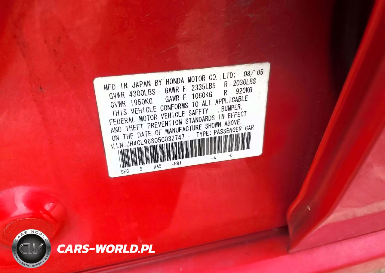2005 Acur Tsx VIN:JH4CL96805C032747 - 12