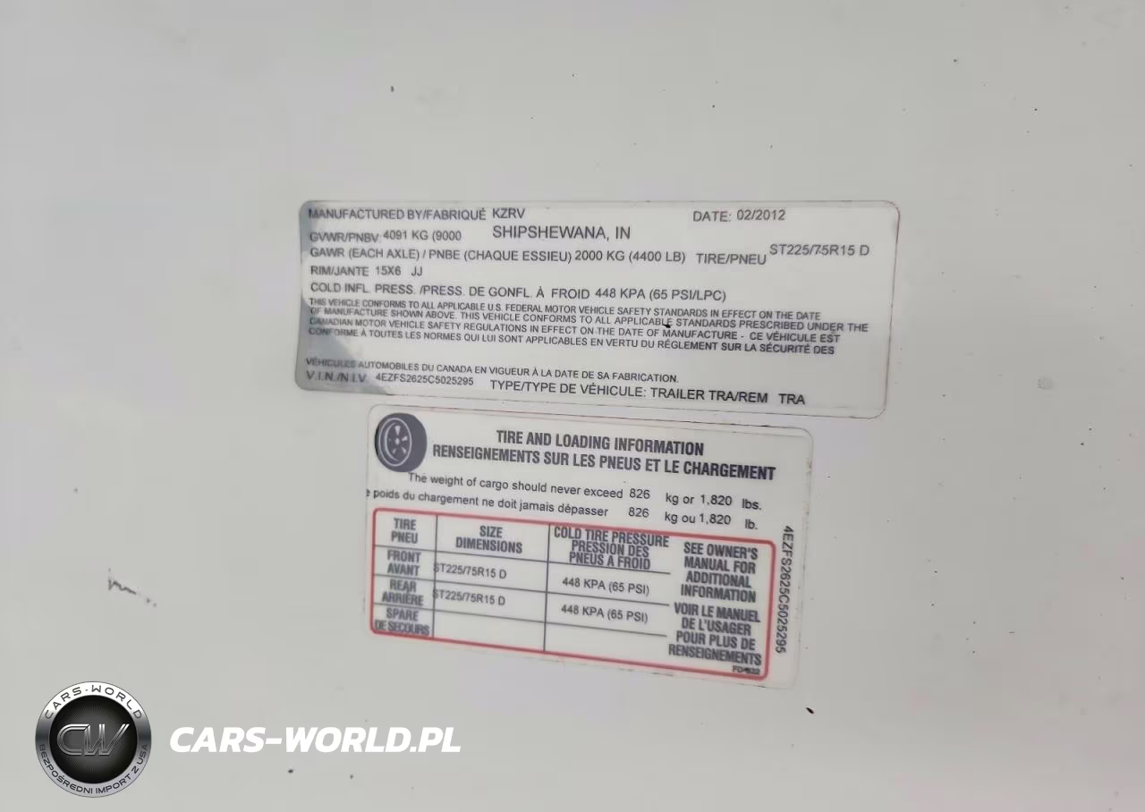 2012 Kz Sporstmen Camper VIN:4EZFS2625C5025295 - 10