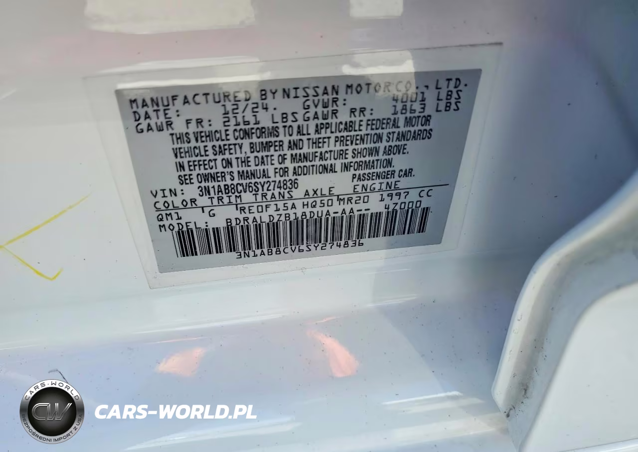 2025 Nissan Sentra Sv VIN:3N1AB8CV6SY274836 - 12