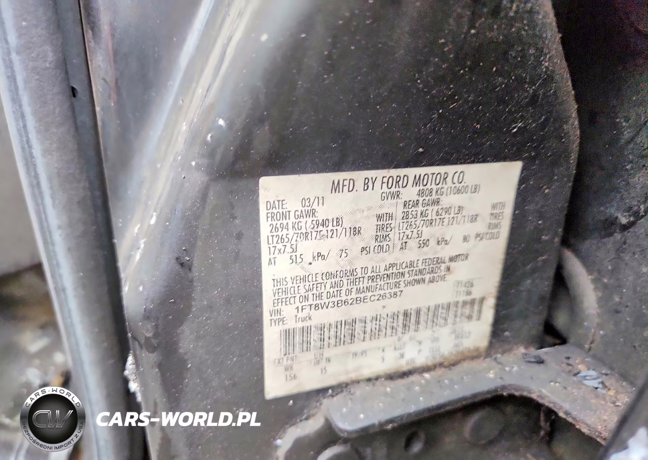 2011 Ford F350 Super Duty VIN:1FT8W3B62BEC26387 - 12