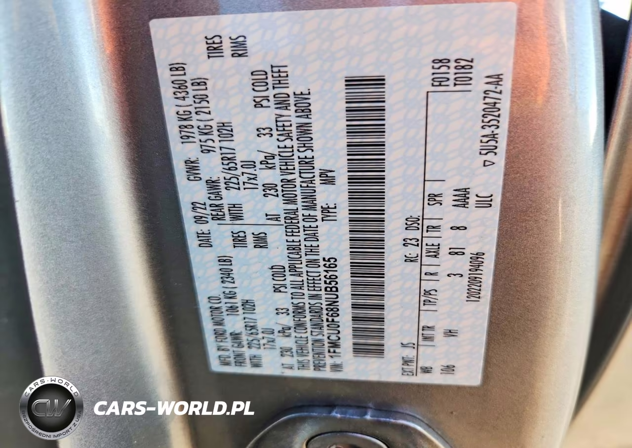 2022 Ford Escape S VIN:1FMCU0F68NUB56165 - 14