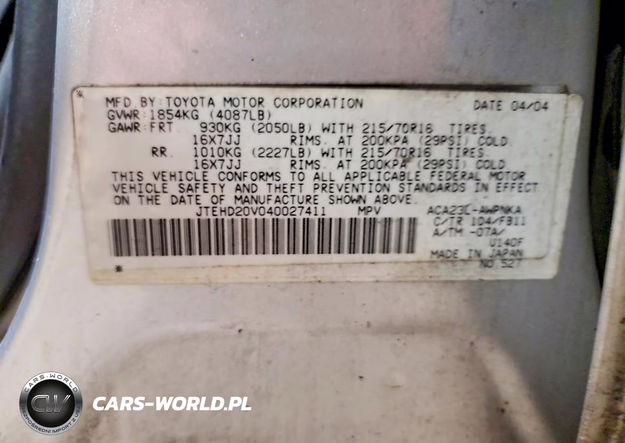 2004 Toyota Rav4 Base VIN:JTEHD20V040027411 - 13