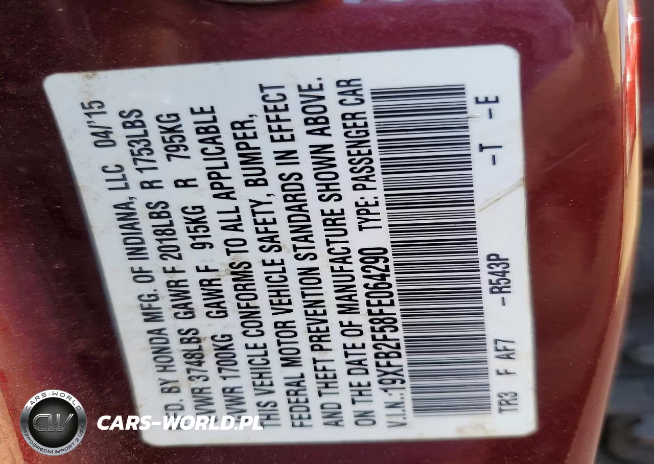 2015 Honda Civic Lx VIN:19XFB2F58FE064290 - 12