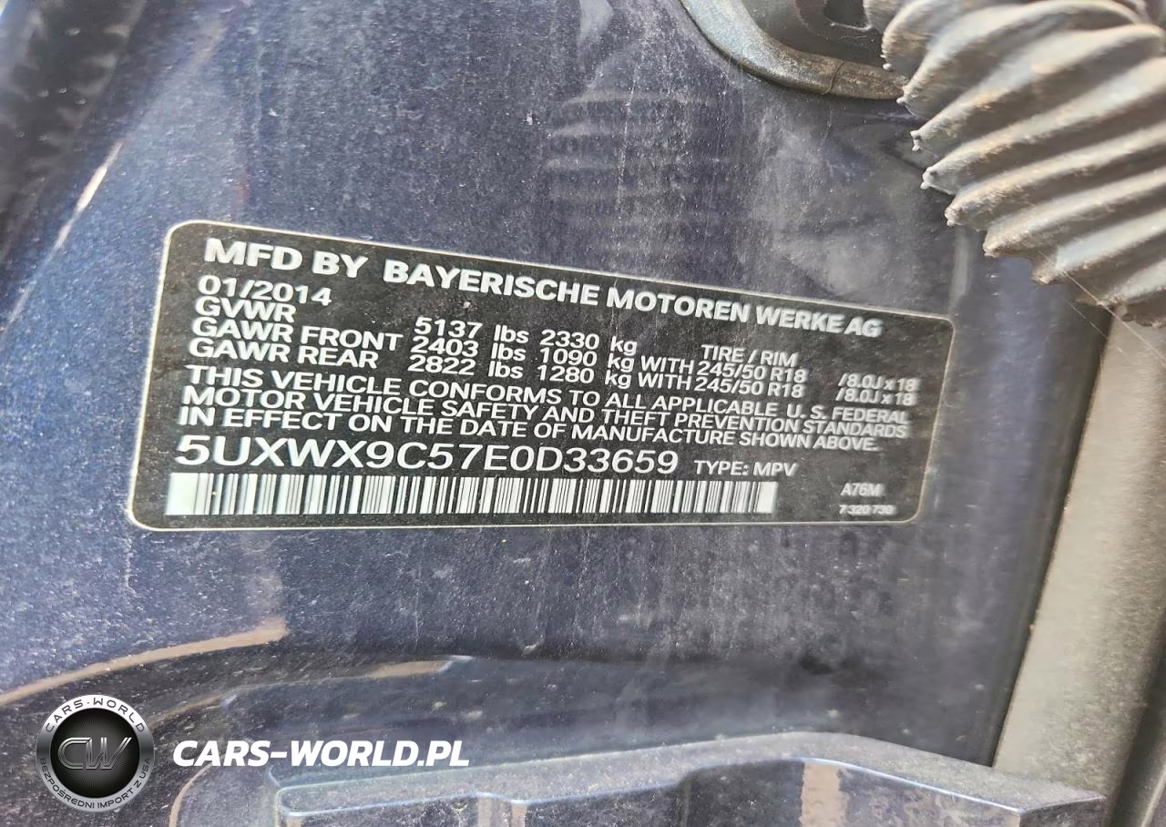 2014 BMW X3 xDrive28I VIN:5UXWX9C57E0D33659 - 13