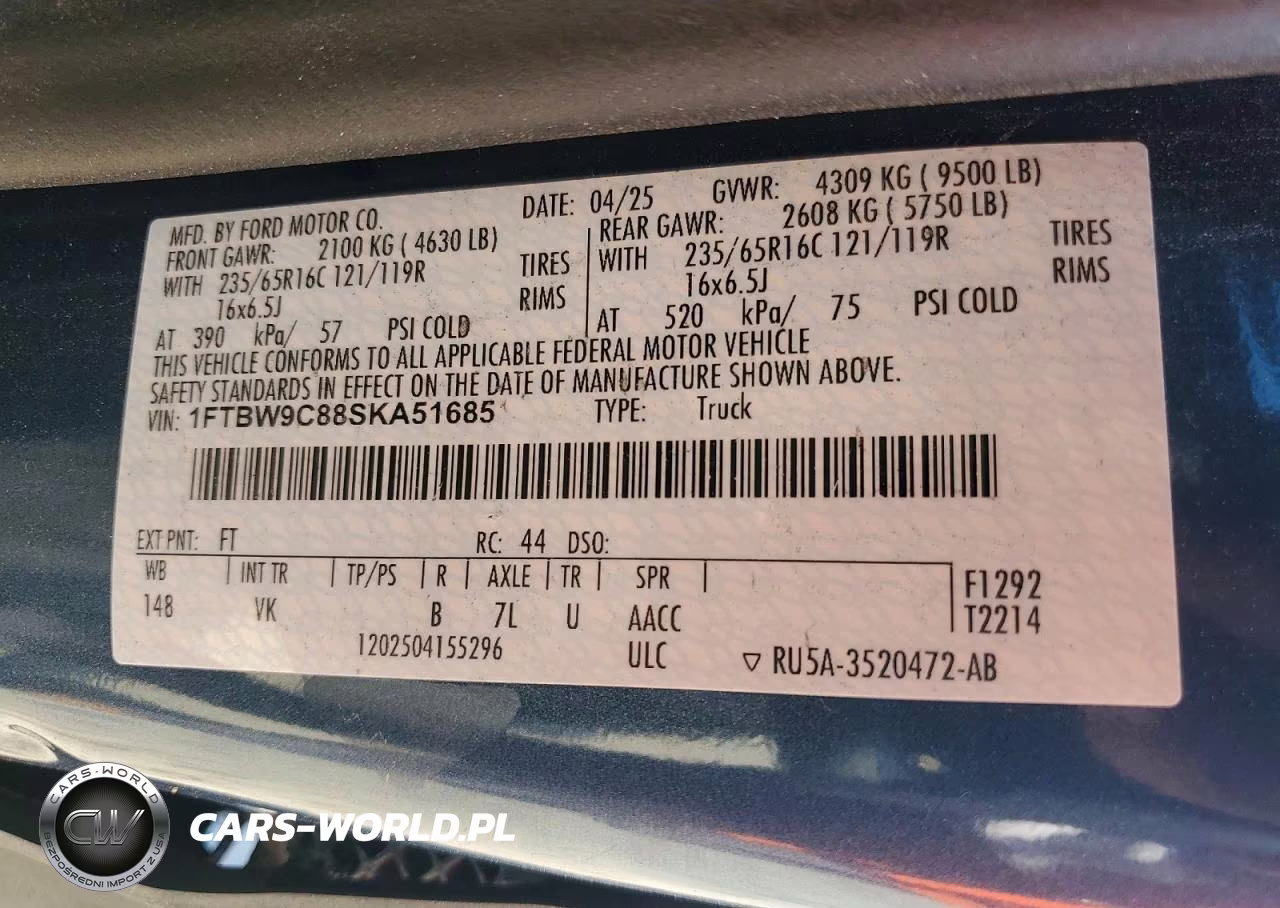 2025 Ford Transit VIN:1FTBW9C88SKA51685 - 13