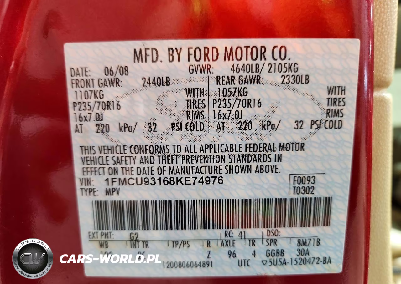 2008 Ford Escape Xlt VIN:1FMCU93168KE74976 - 13