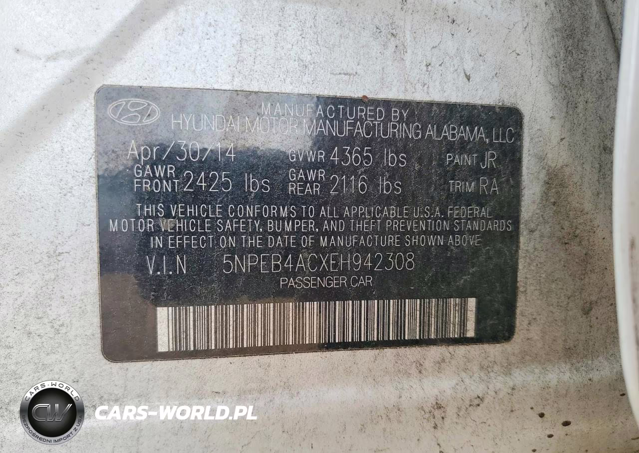 2014 Hyundai Sonata Gls VIN:5NPEB4ACXEH942308 - 12