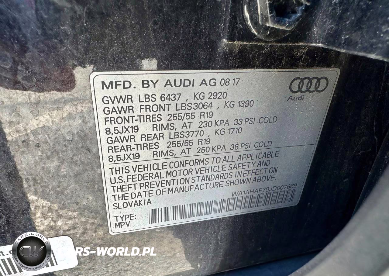 2018 Audi Q7 Premium VIN:WA1AHAF70JD007669 - 10