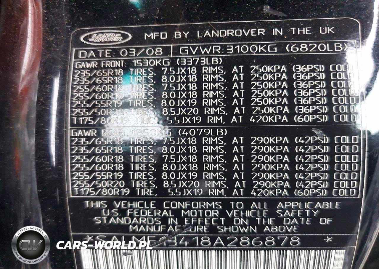 2008 Land Rover Range Rover Supercharged VIN:SALMF13418A286878 - 13