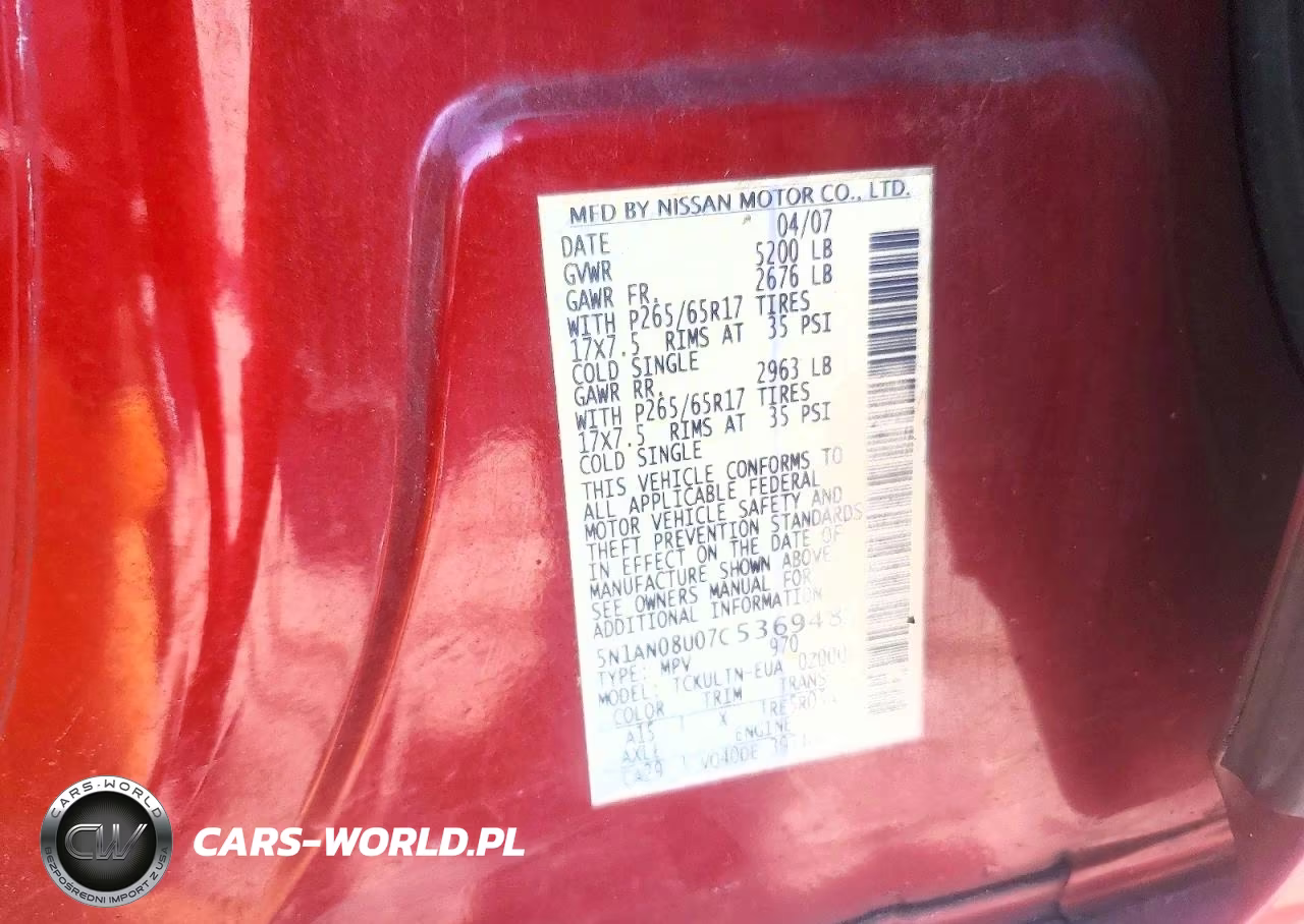 2007 Nissan Xterra X VIN:5N1AN08U07C536948 - 13